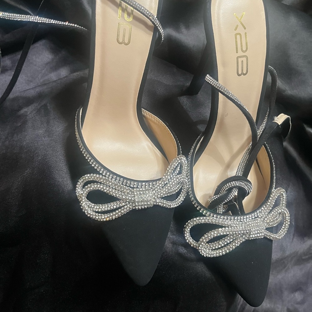 X2 Black Heels with Silver Accents